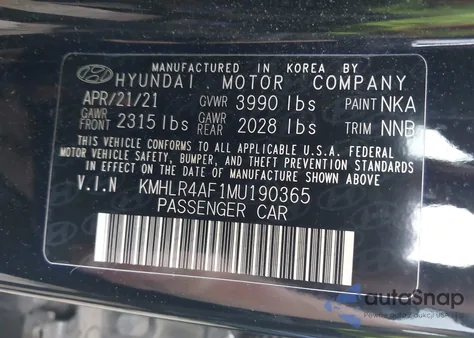2021 Hyundai Elantra N Line z USA, uszkodzony, nr VIN KMHLR4AF1MU190365